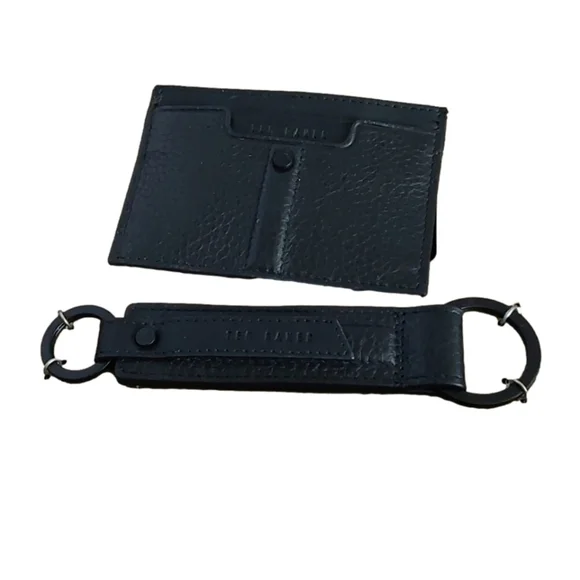 TED BAKER LONDON 2 PIECES MEN'S MONEY CLIP &BLACK CARD HOLDER